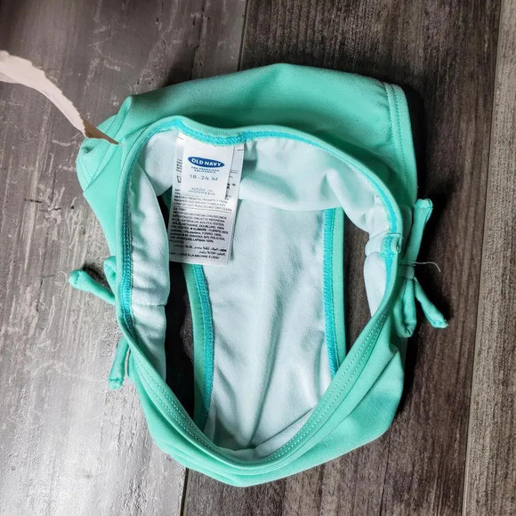 Old Navy Seafoam Green Wave Hello Floral Rash Guard 2 Piece Swimsuit Size 18-24m - Picture 3 of 15